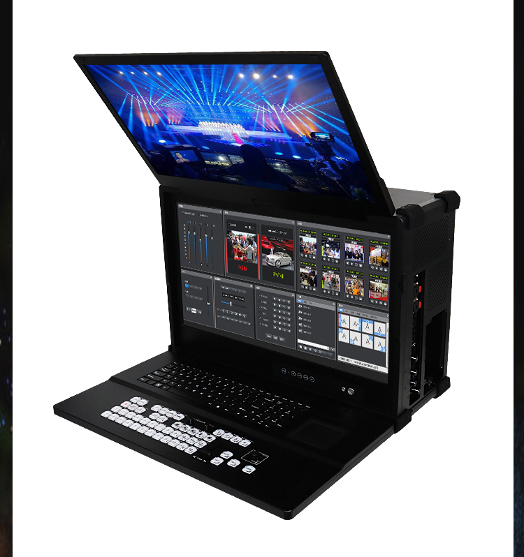 【新品】专业双屏导播直播一体机箱/21.5寸屏幕/内置声卡/专业便携