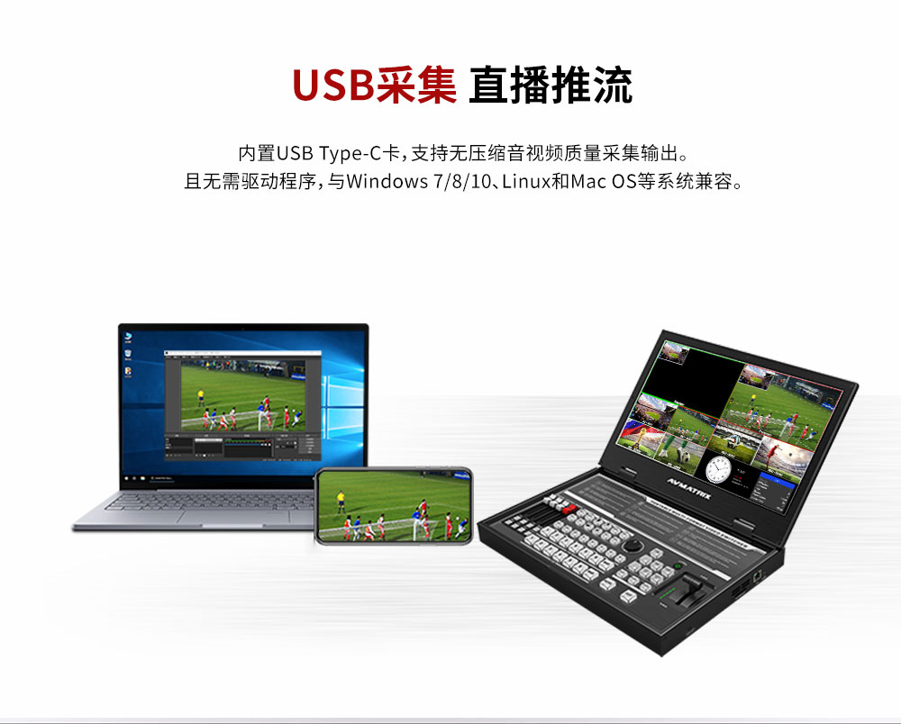 迈拓斯PVS0615U绿幕抠图录制15.6寸6通道SDI HDMI直播导播切换台